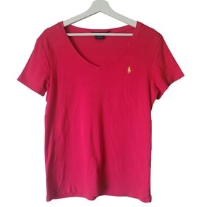 RALPH Lauren Sport V-neck Cotton Tee Size XL in Red